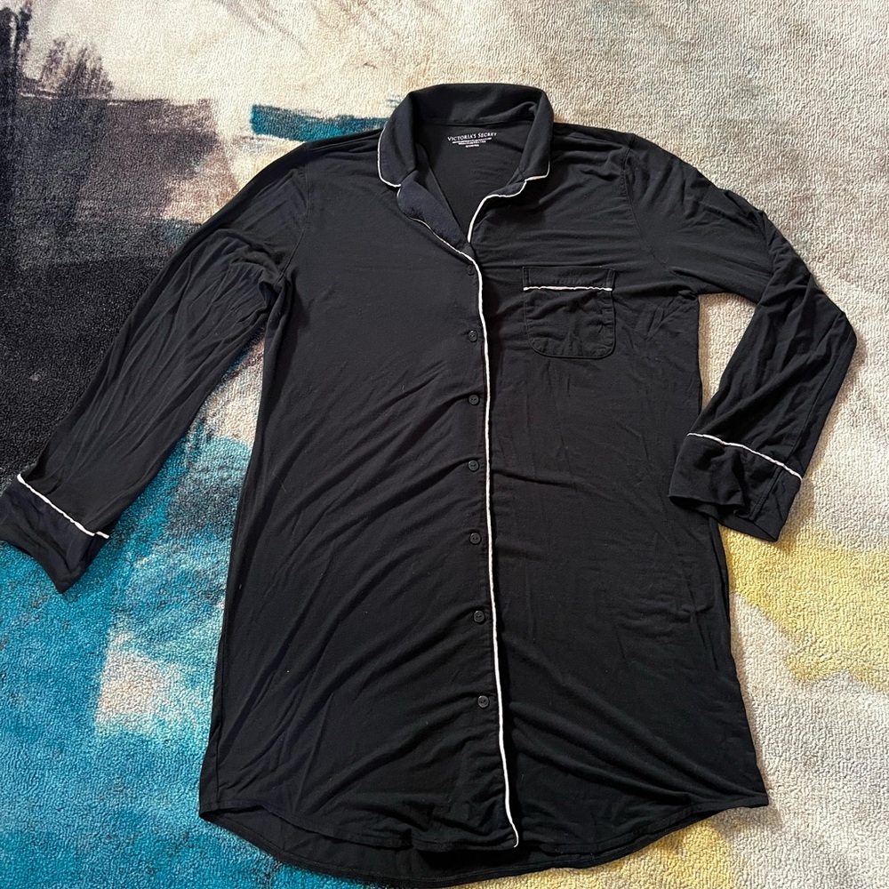 Victoria's Secret Black Nightshirt with White Trim